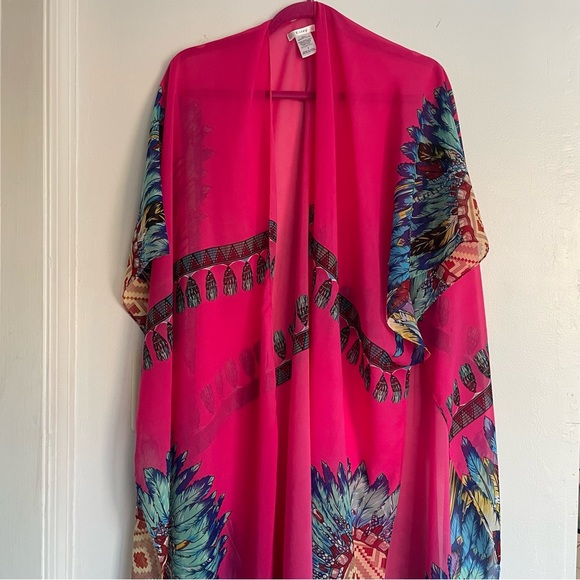 ESLEY Pink Kimono Beach Coverup - Picture 2 of 16